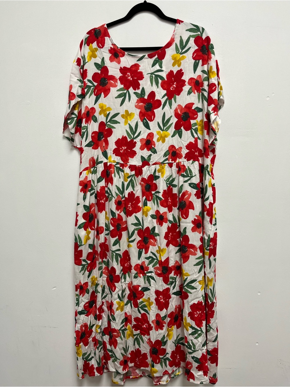 NWT LuLaRoe lorene White Dress with Red Floral & Green Leaves